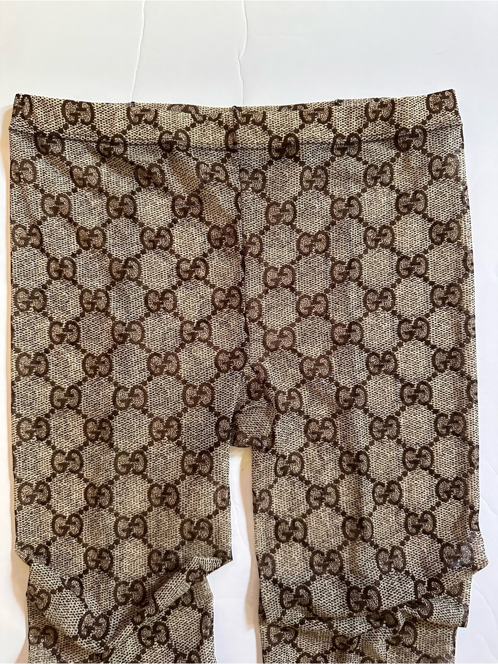 Gucci Brown GG Pattern Logo Print Tights hoisery NEW size small